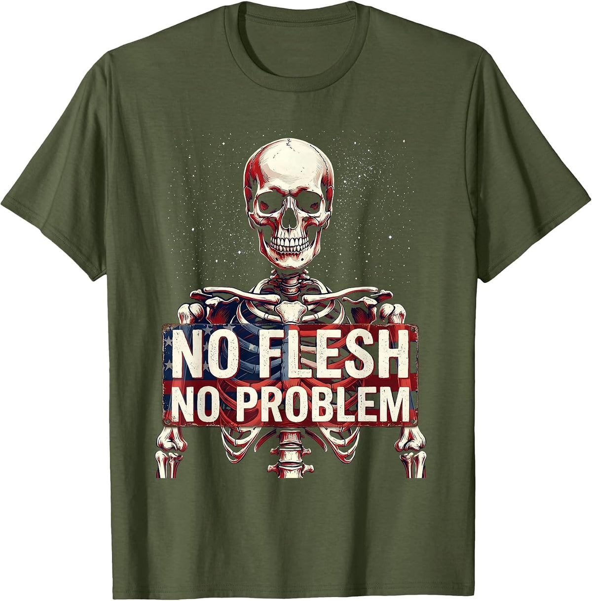 No Flesh No Problem Vegan Lifestyle Design T-Shirt - Olive Green
