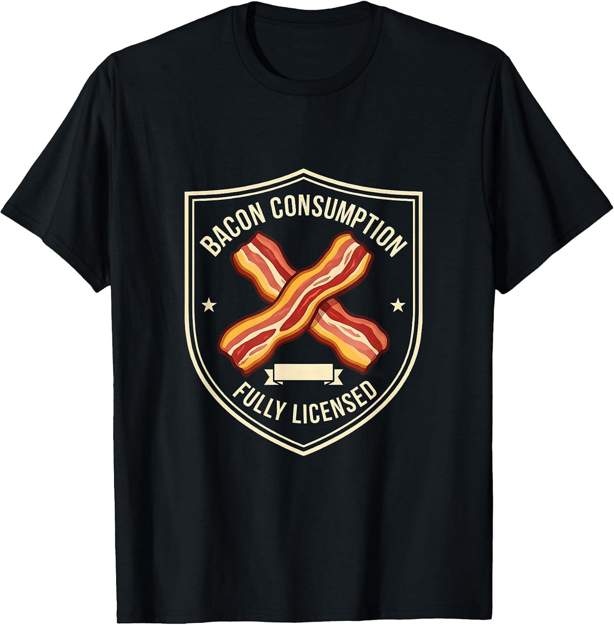 Men's Bacon Consumption, Fully Licensed Funny Foodie Pig Lover T-Shirt - Black