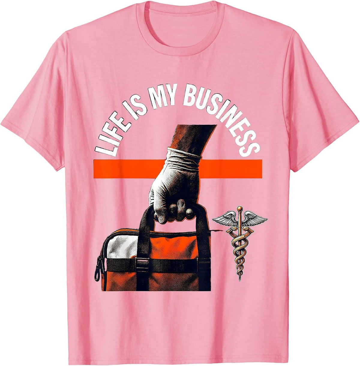 Men's Life Is My Business EMT Graphic Design T-Shirt - Pink