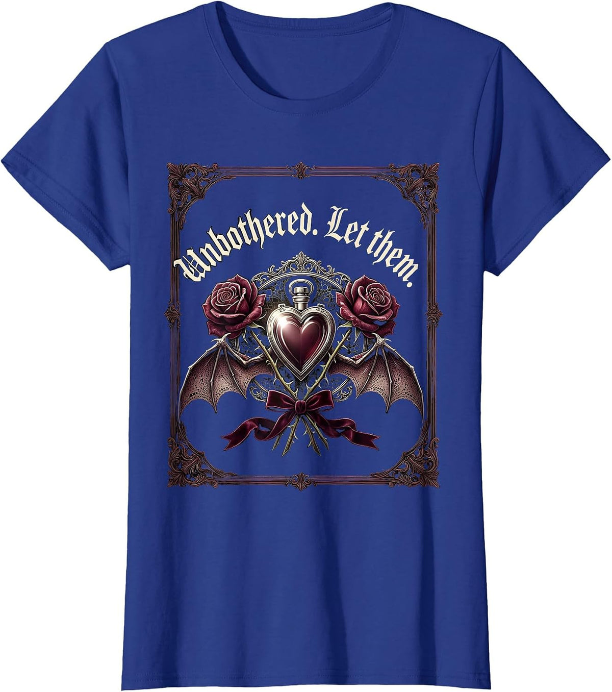 Women's Unbothered Let Them Attitude Graphic Design T-Shirt - Royal Blue
