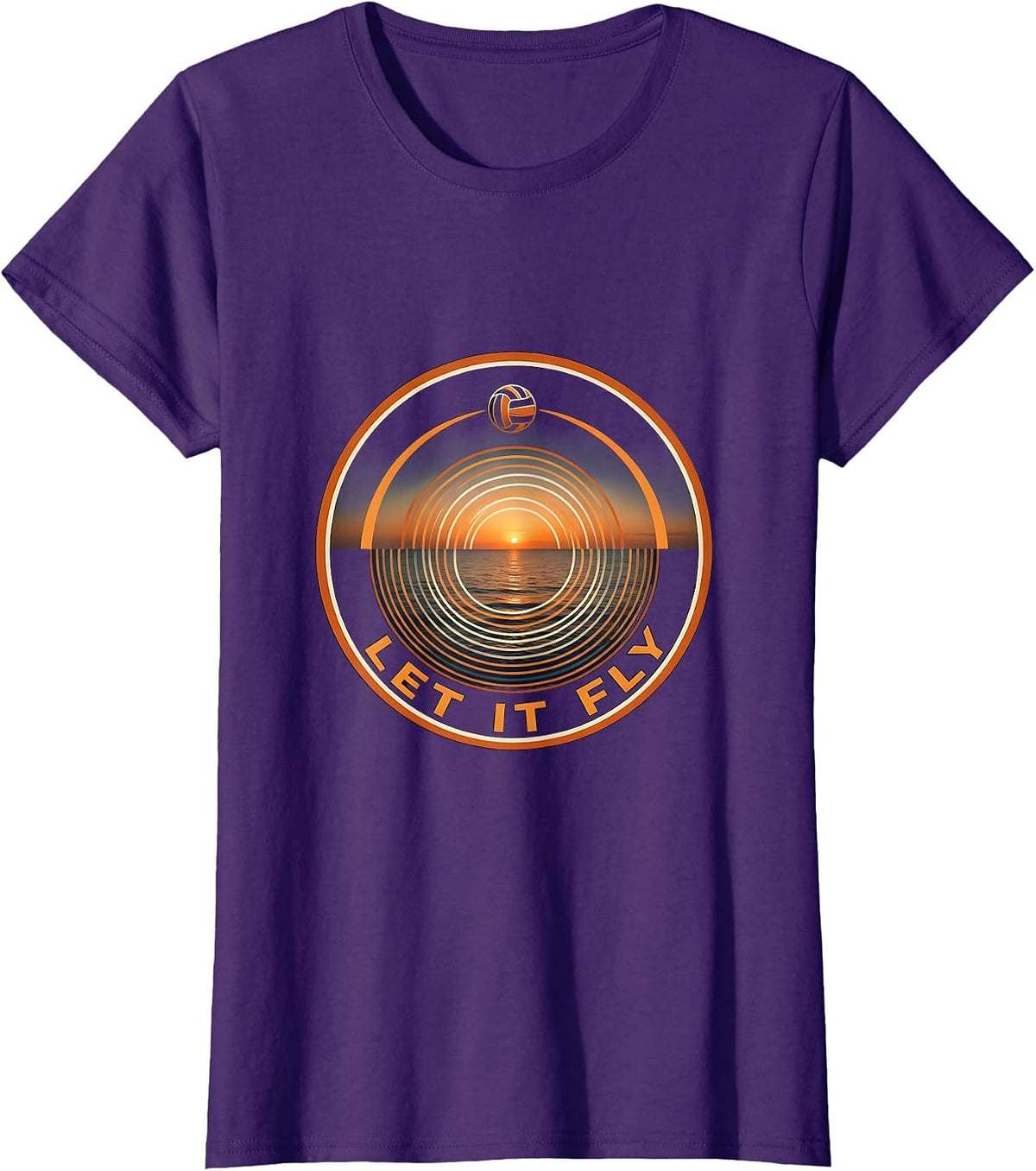 Let It Fly Volleyball Graphic Design T-Shirt - Purple