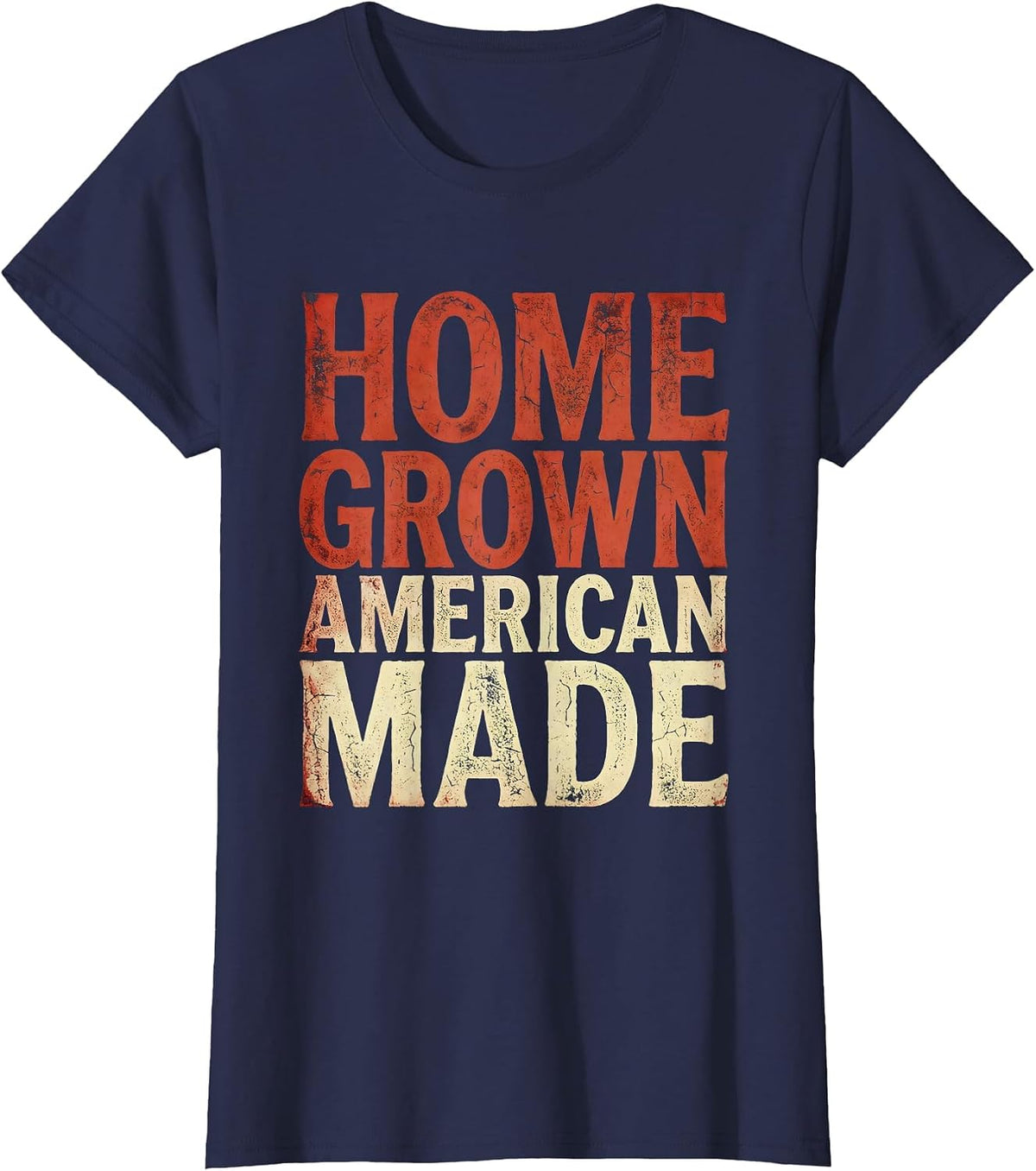 Women's Home Grown American Made Patriotic USA Design T-Shirt - Navy Blue
