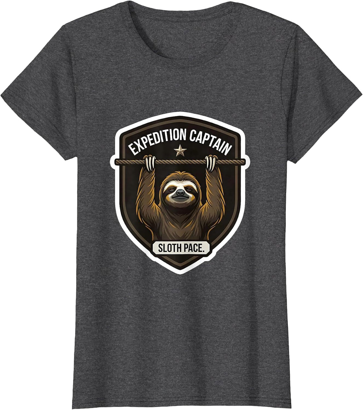 Women's Expedition Captain Sloth Pace Funny Sloth Lover Gift T-Shirt - Dark Heather Grey