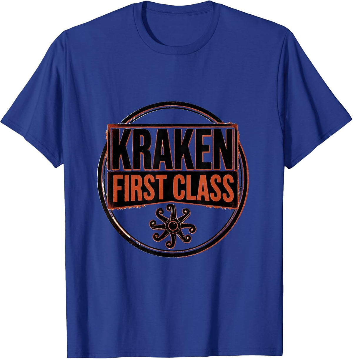 Kraken, First Class Wood Type Letterpress Octopus Lover T-Shirt - Royal Blue