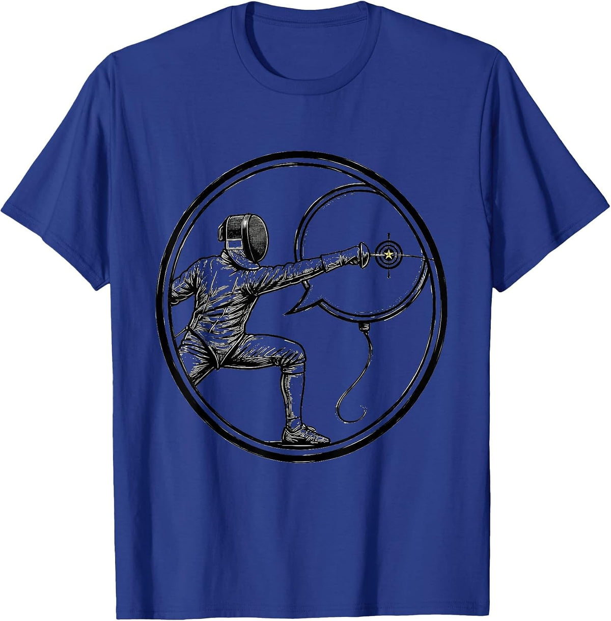 Men's Circular Fencer Badge Humor Fencing Sport Fan Gift T-Shirt - Royal Blue