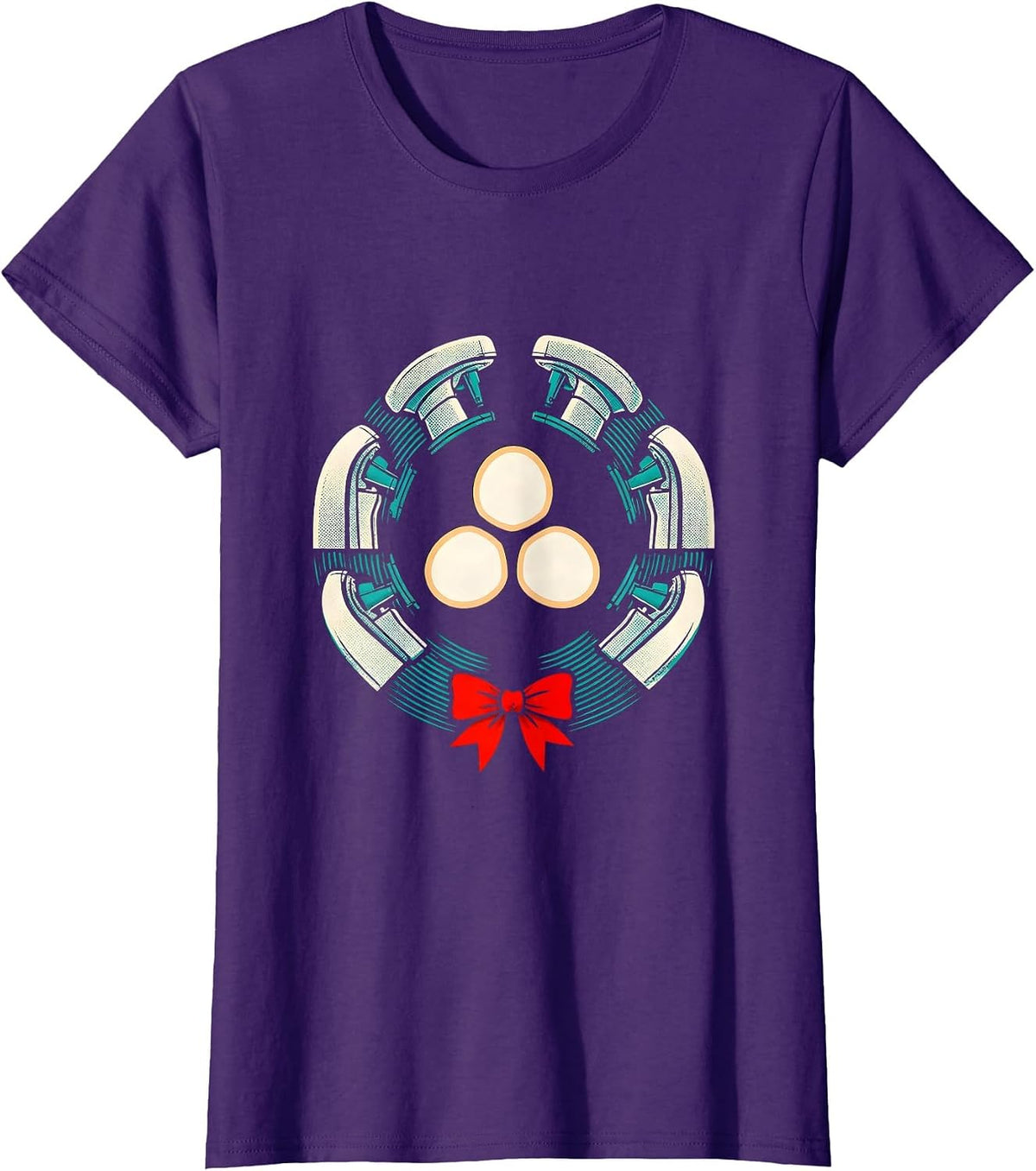 Women's Radiotherapy Tech Christmas Badge Humor T-Shirt - Purple