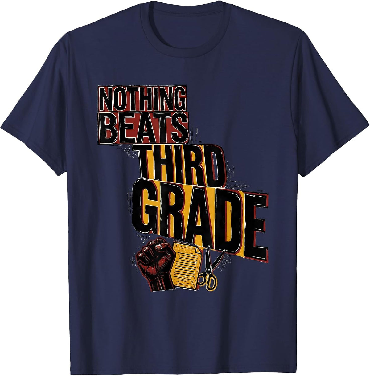 Men's Nothing Beats Third Grade Funny Team Third Grade Back T-Shirt - Navy Blue