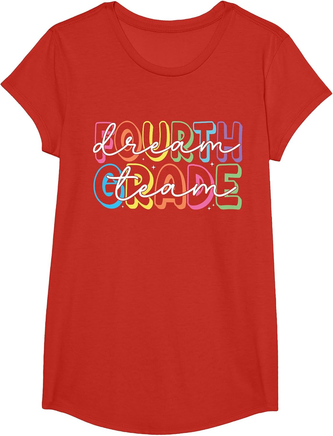 Fourth Grade Dream Team 4th Grade Teacher Back to School T-Shirt - Girls Red
