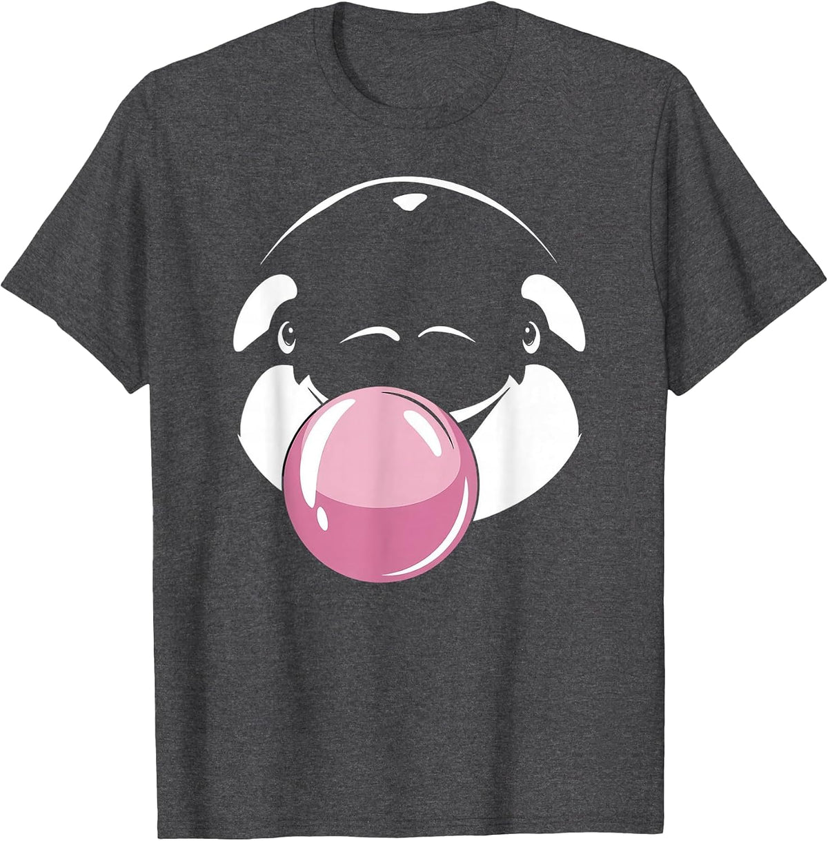 Cute Orca on Pink Bubble Gum Orca T-Shirt - Dark Heather Grey