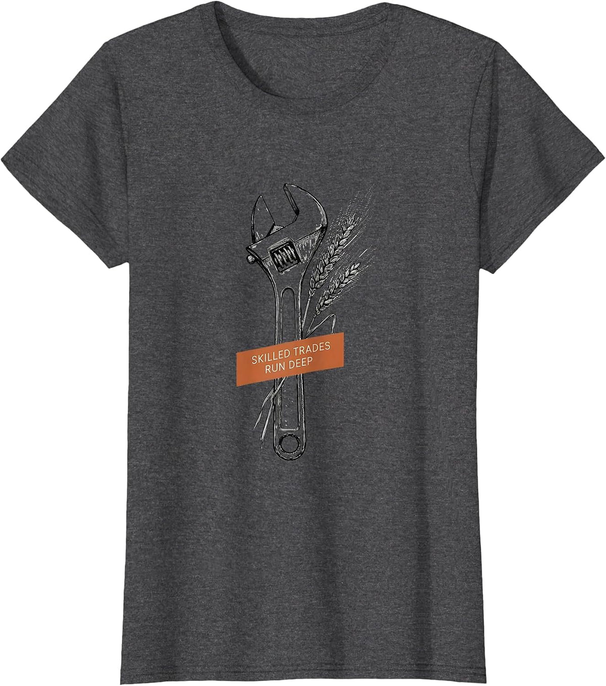 Women's Skilled Trades Run Deep Blue Collar Pride Design T-Shirt - Dark Heather Grey