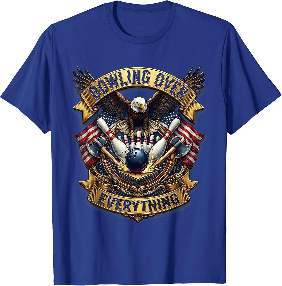 Bowling Over Everything Men's Bowling Design T-Shirt - Royal Blue