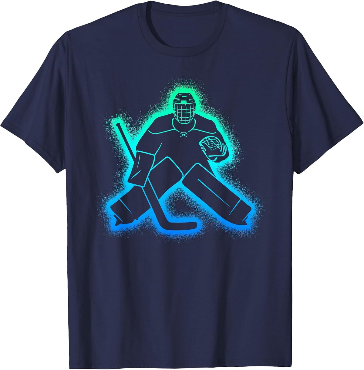 Hockey Player Goalkeeper Kids Men Boys Ice Hockey Goalie T-Shirt - Navy Blue