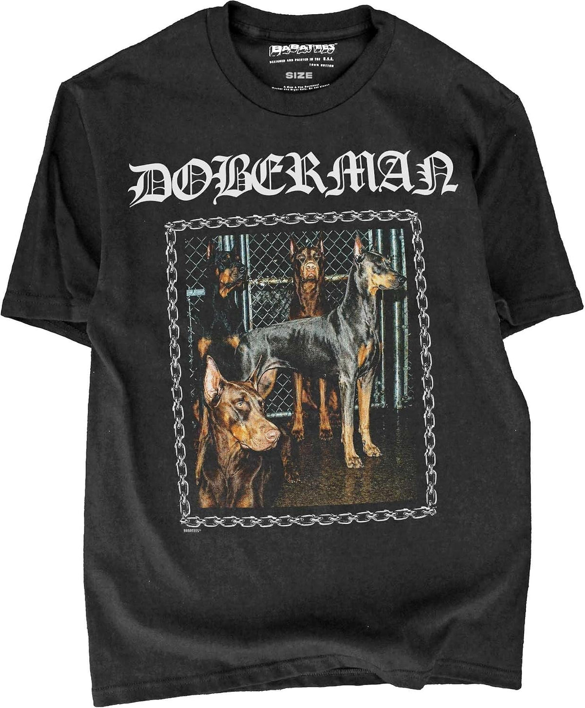 BABATEES Doberman - U.S.A. Brand Cotton Black Tshirt - Doberman 8vk