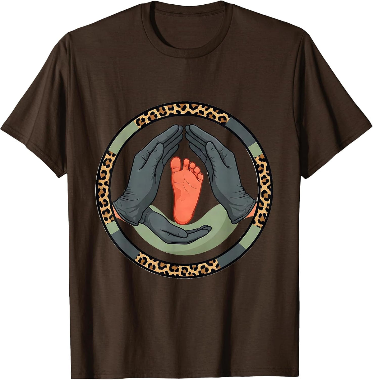 Sealed Hands Badge OB GYN Squad Nurse Tech Humor T-Shirt - Brown