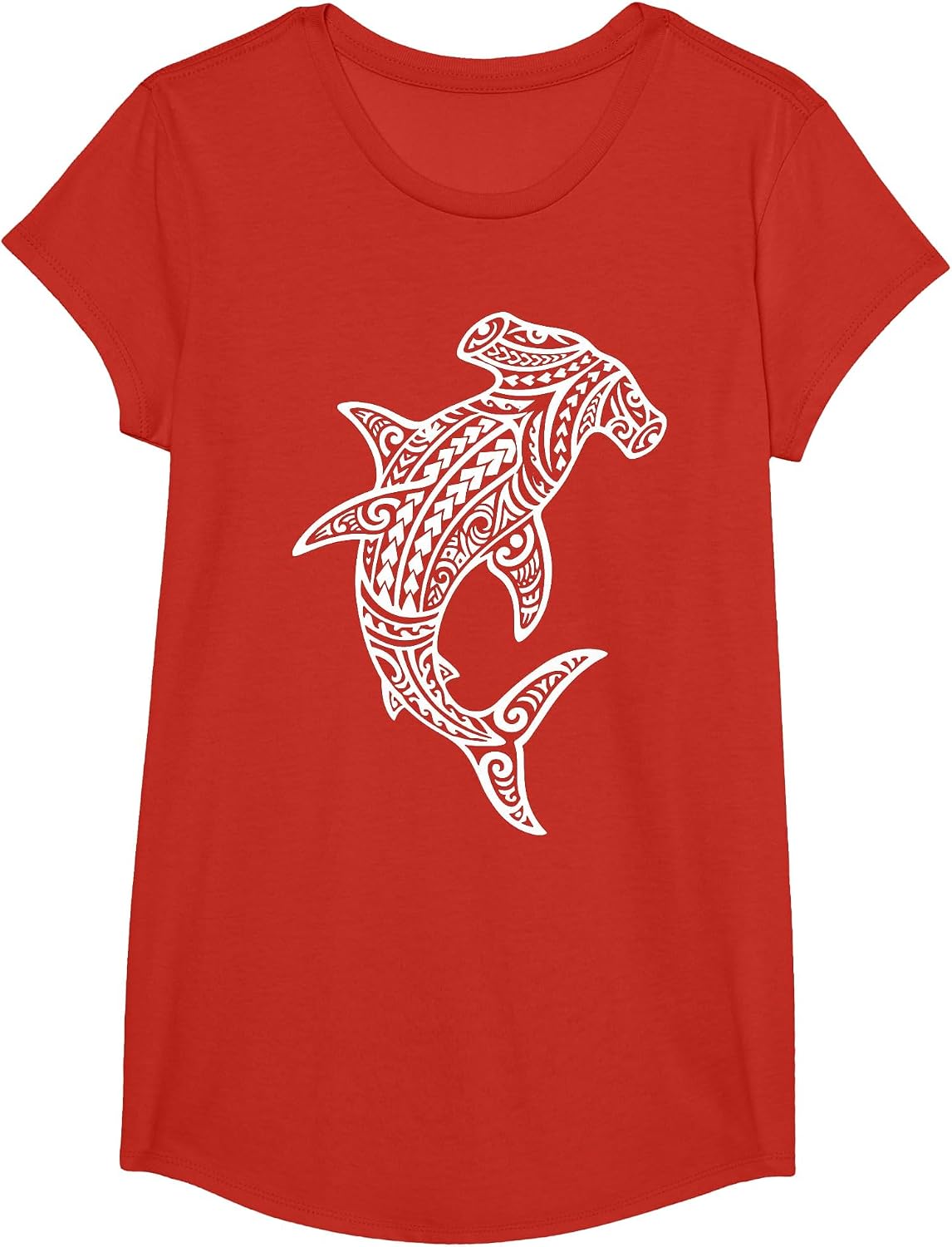 Hammerhead Shark Illustration Ocean T-Shirt - Girls Red