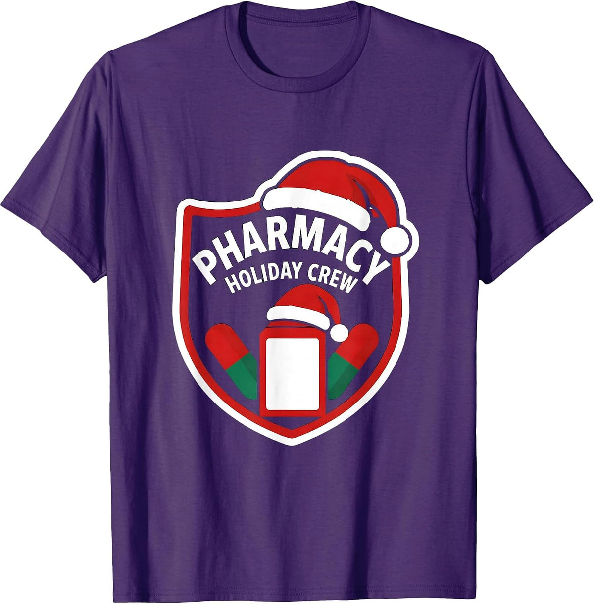 Men's Pharmacy Holiday Crew Funny Pharmacy Tech Christmas Matching T-Shirt - Purple