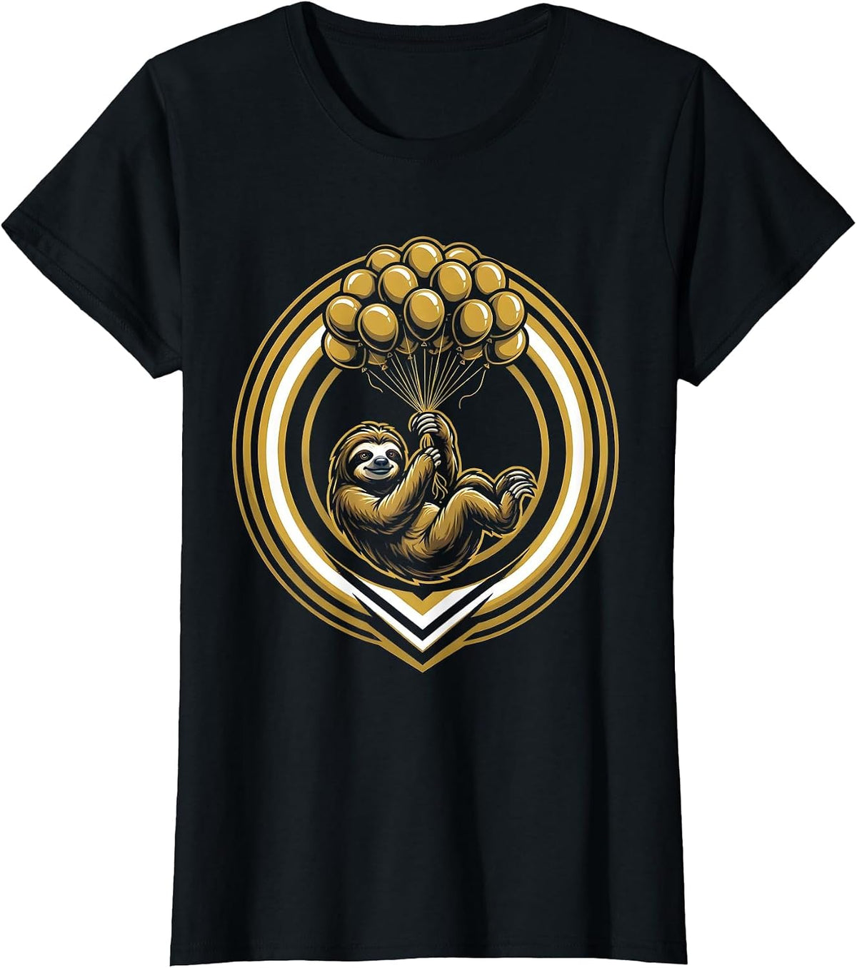 Sloth Birthday Balloon Sky Cute Funny Gift T-Shirt - Black