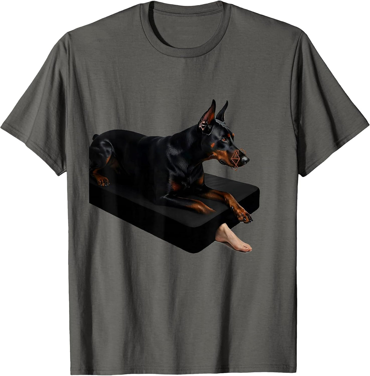 Men's Doberman Silhouette Minimalist Dog Owner Pride T-Shirt - Asphalt Grey