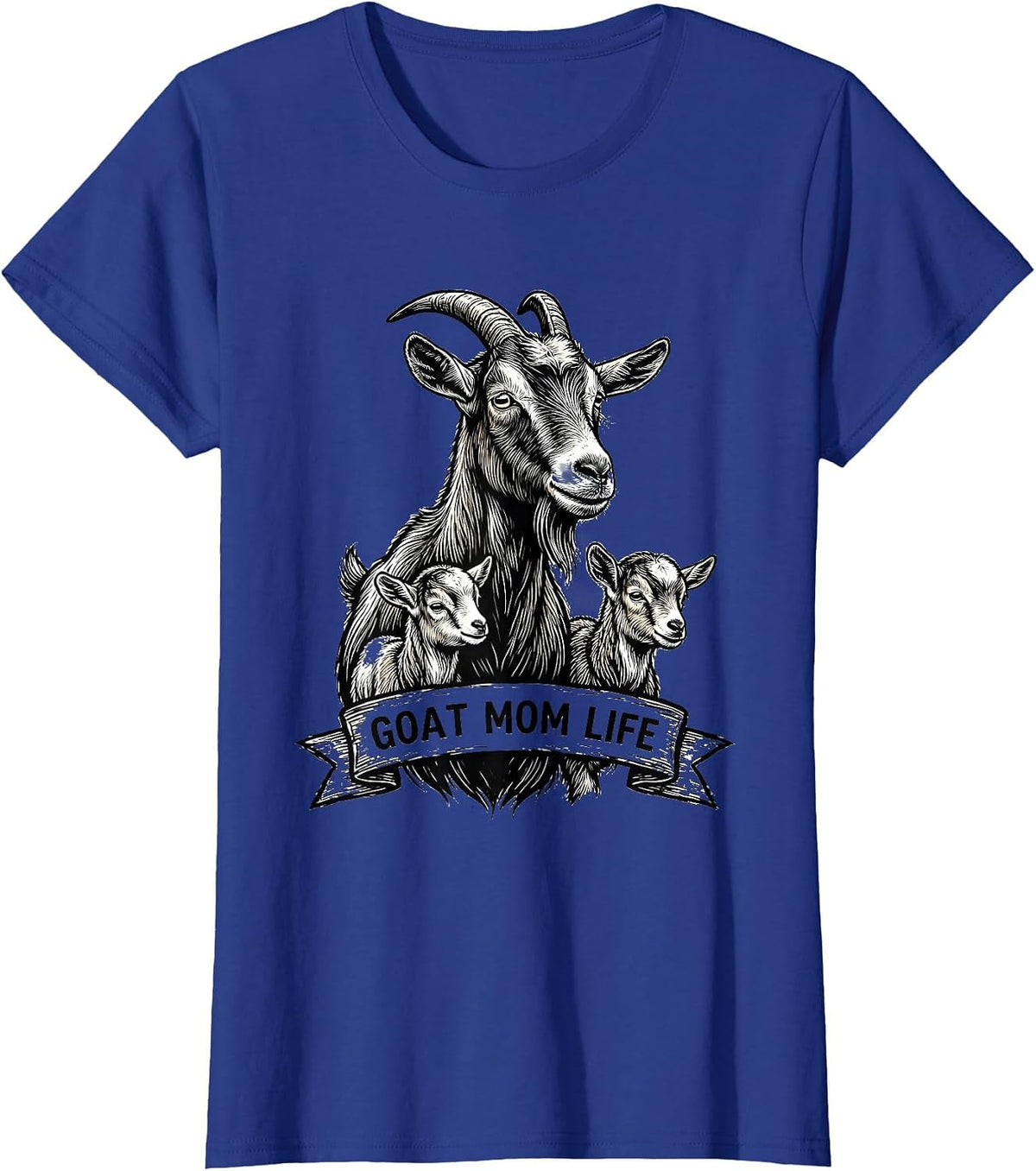 Women's Goat Mom Life Proud Goat Lover Design T-Shirt - Royal Blue