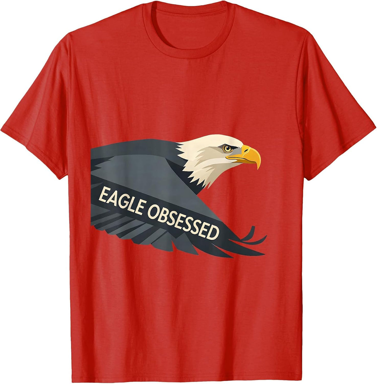 Men's Eagle Obsessed Flat Vector Bald Eagle Mascot Fan Pride T-Shirt - Red