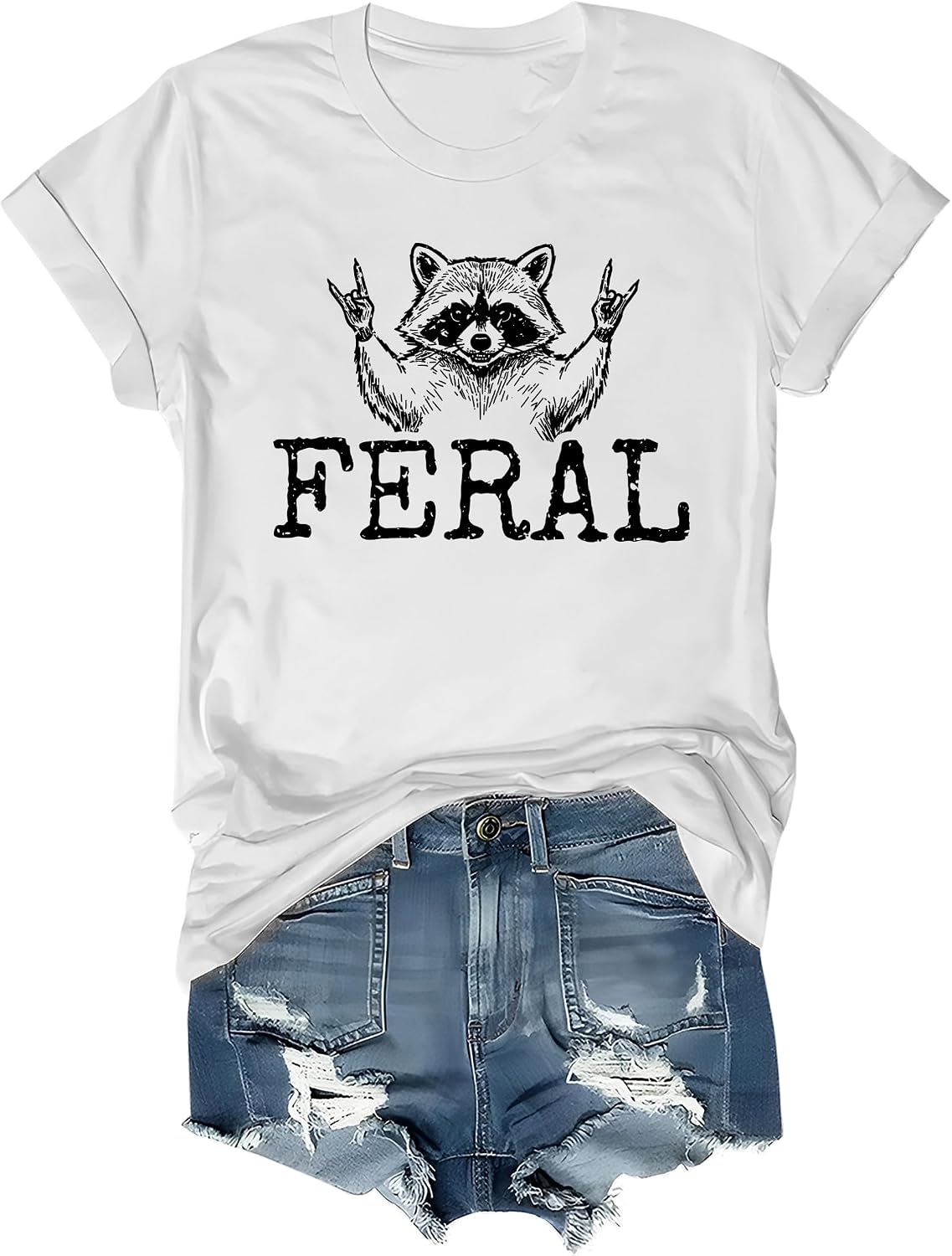 Feral Raccoon Shirt Funny Raccoon Rock T-Shirt - White