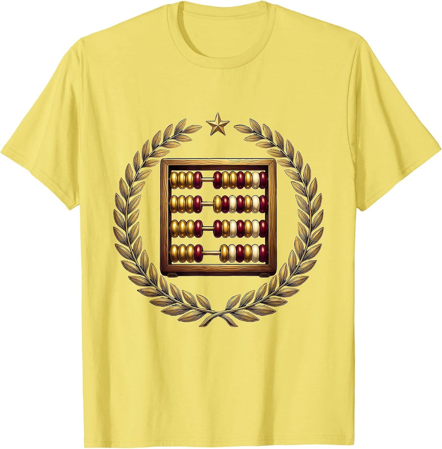Men's Preschool Teacher Colorful Abacus Illustration T-Shirt - Lemon Yellow