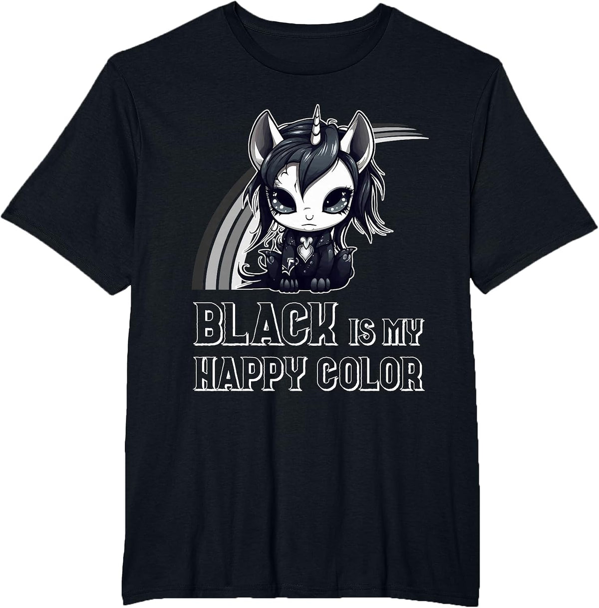 Black is My Happy Color Goth Girl Emo Gothic Unicorn T-Shirt - Black