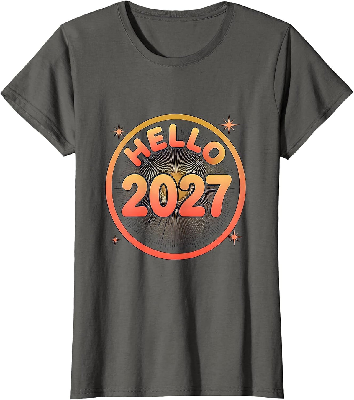 Women's Hello 2027 Gradient New Year Party Family Celebration T-Shirt - Asphalt Grey