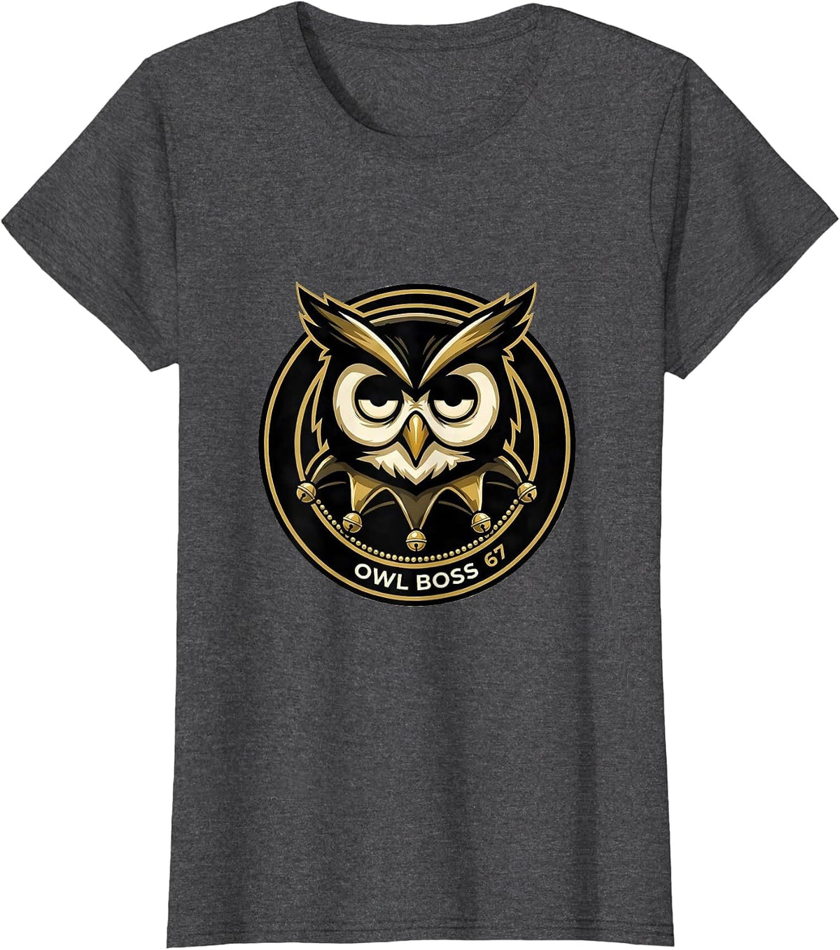 Women's Owl Boss 67 Meme Funny Mardi Gras Kids Carnival T-Shirt - Dark Heather Grey