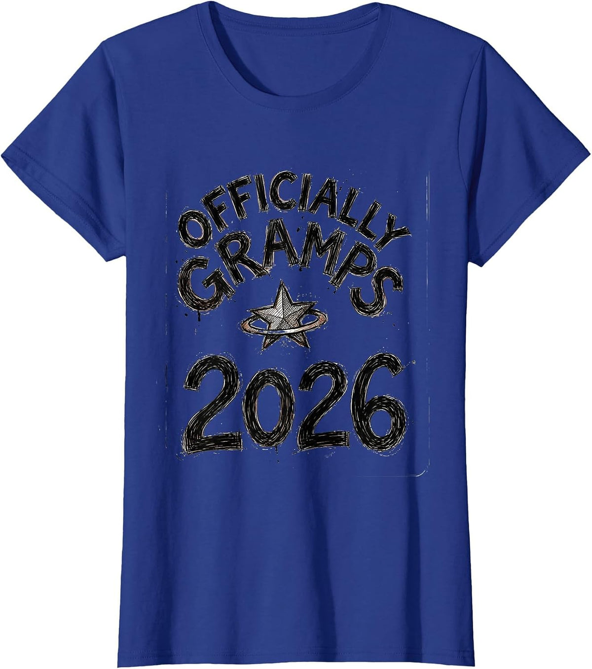 Women's Officially Gramps 2026 Hand Sketched Grandpa Gift Christmas T-Shirt - Royal Blue