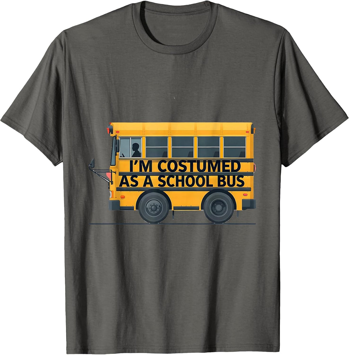 Men's I'm Costumed As A School Bus Funny Halloween Costume T-Shirt - Asphalt Grey