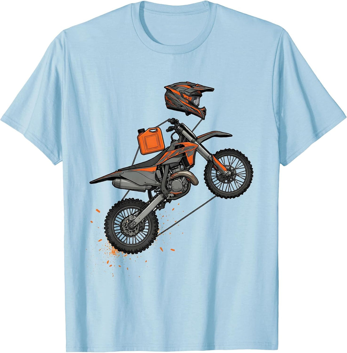 Dirt Bike Exploded View Technical Motocross Rider T-Shirt - Baby Blue
