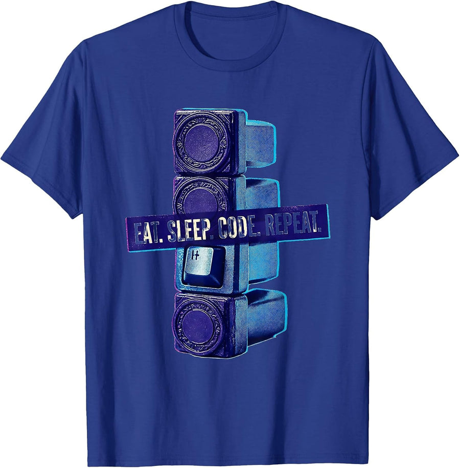 Eat Sleep Code Repeat Funny Coding Humor Programmer Gift T-Shirt - Royal Blue