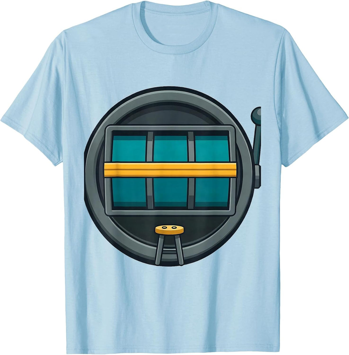 Men's Sealed Reel Badge Flat Vector Casino Gambler Gift T-Shirt - Baby Blue