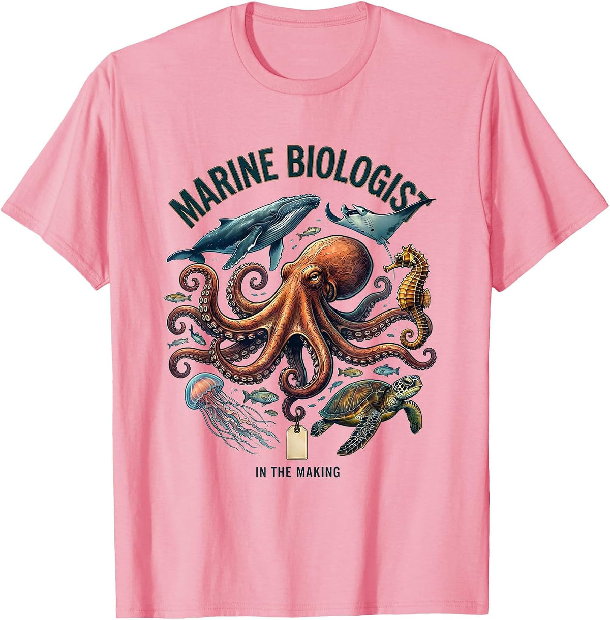 Men's Marine Biologist In The Making Octopus Sea Creature Nature T-Shirt - Pink