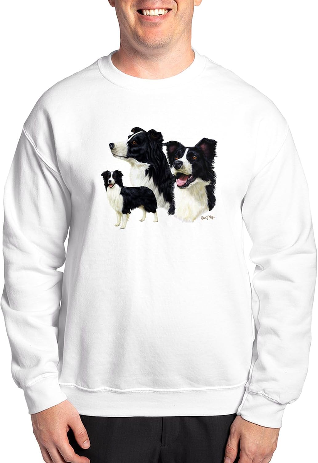 CafePress Border Collie Sweatshirt Classic Crew Neck Light Sweatshirt - White