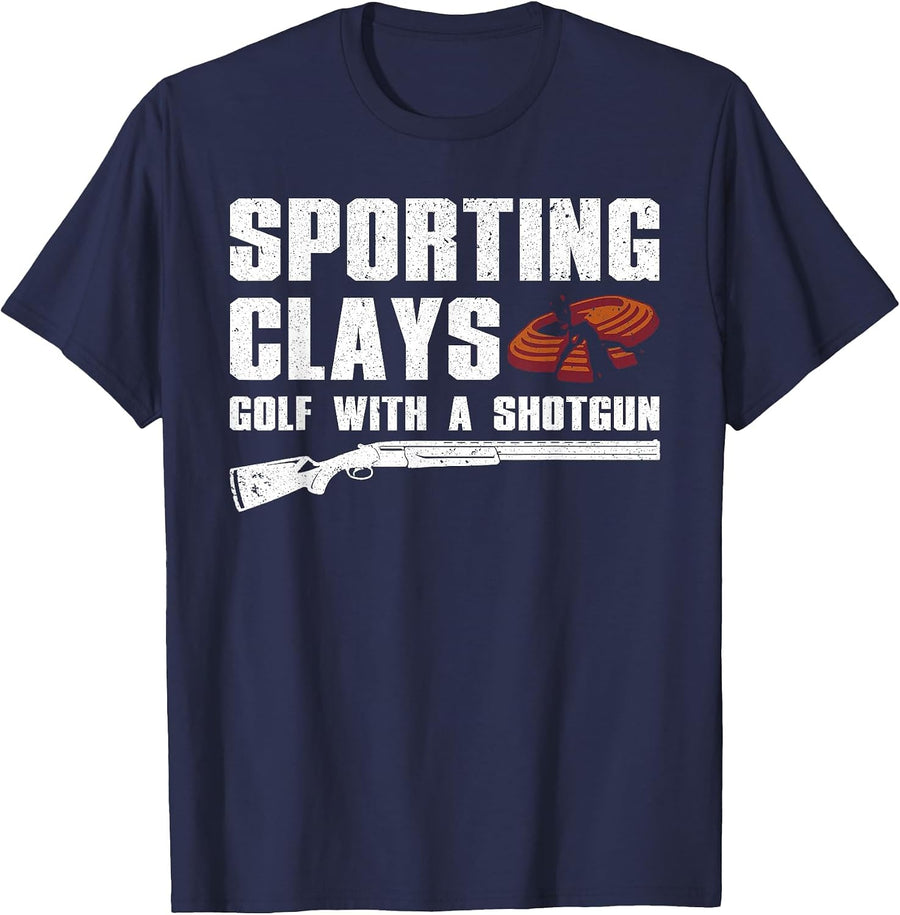 Cool Trap Shooting for Men Women Skeet Clay Target Shooter T-Shirt - Navy Blue