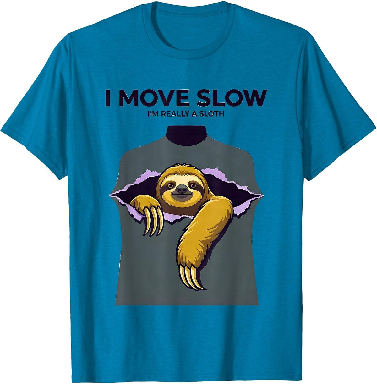 I Move Slow; I'm Really A Sloth Funny Halloween Costume T-Shirt - Sapphire Blue