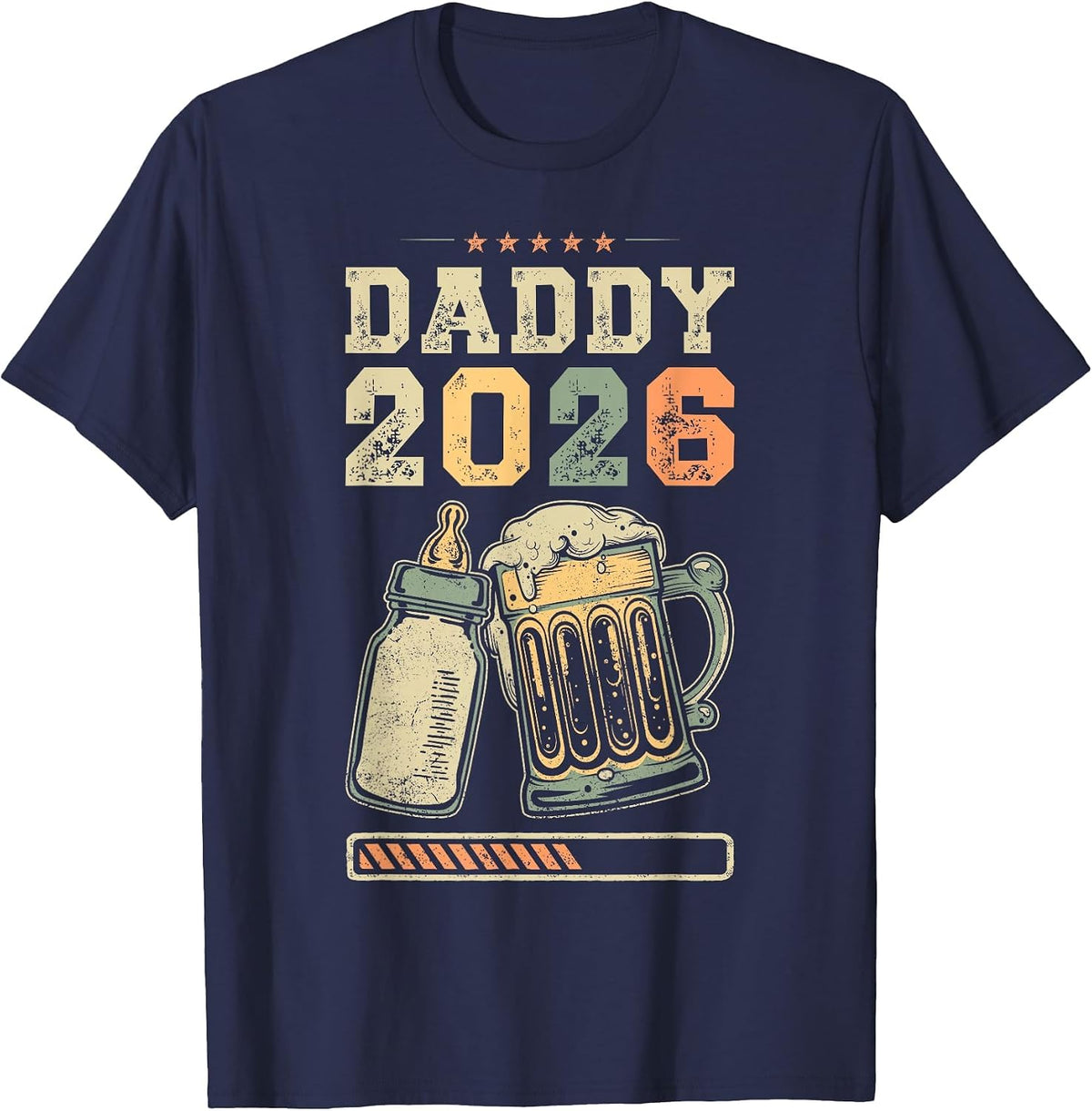 Daddy 2026, Baby Announcement, Expecting Father, Future Dad T-Shirt - Navy Blue