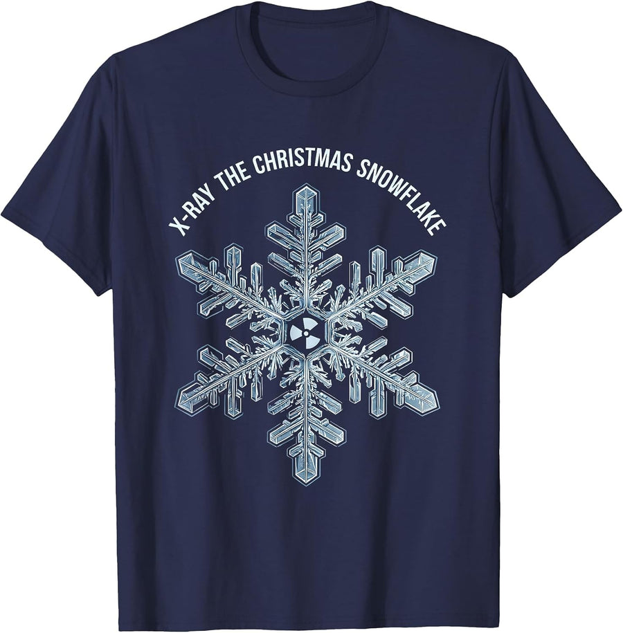 X-Ray The Christmas Snowflake Radiology Tech Humor Christmas T-Shirt - Navy Blue