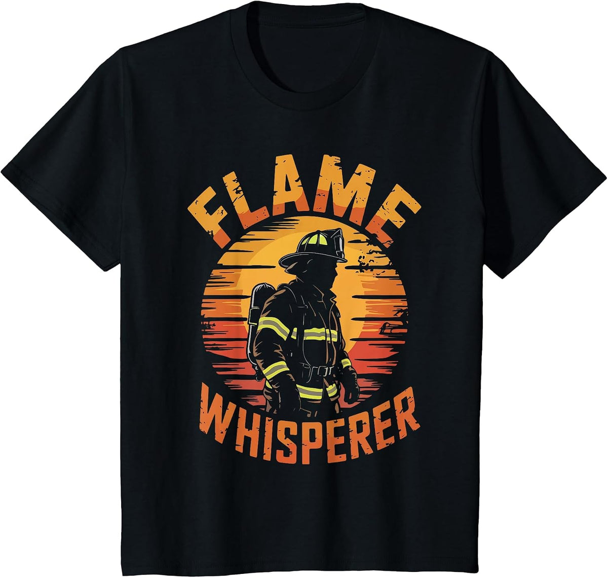 Flame Whisperer Fireman Firefighter Volunteer Fire T-Shirt - Black