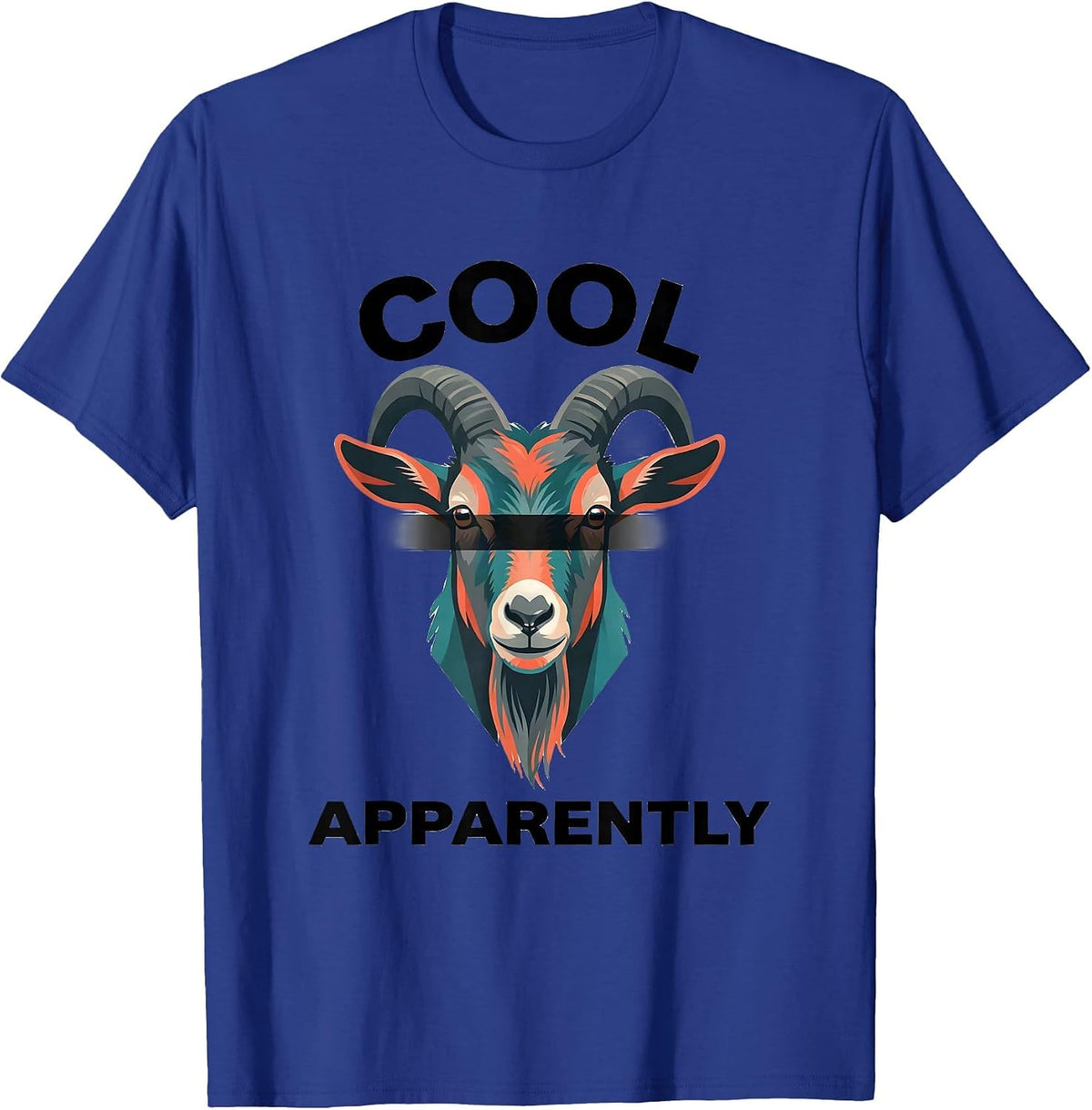 Men's Cool Apparently Flat Vector Goat with Sunglasses Funny T-Shirt - Royal Blue