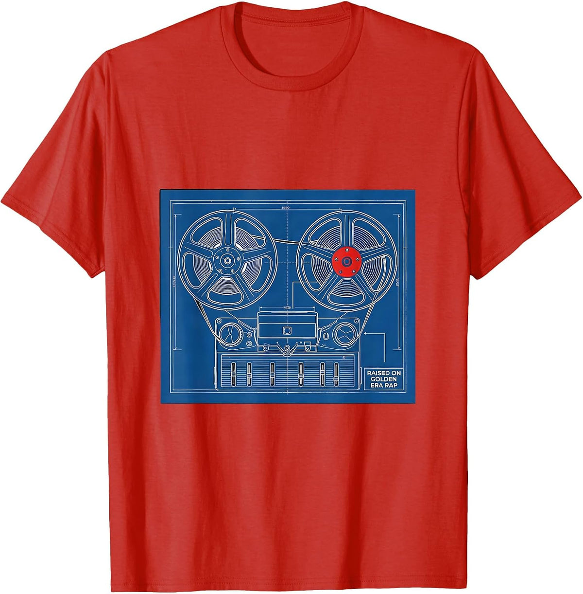 Men's Raised On Golden Era Rap Vintage Hip Hop Cassette Nostalgia T-Shirt - Red