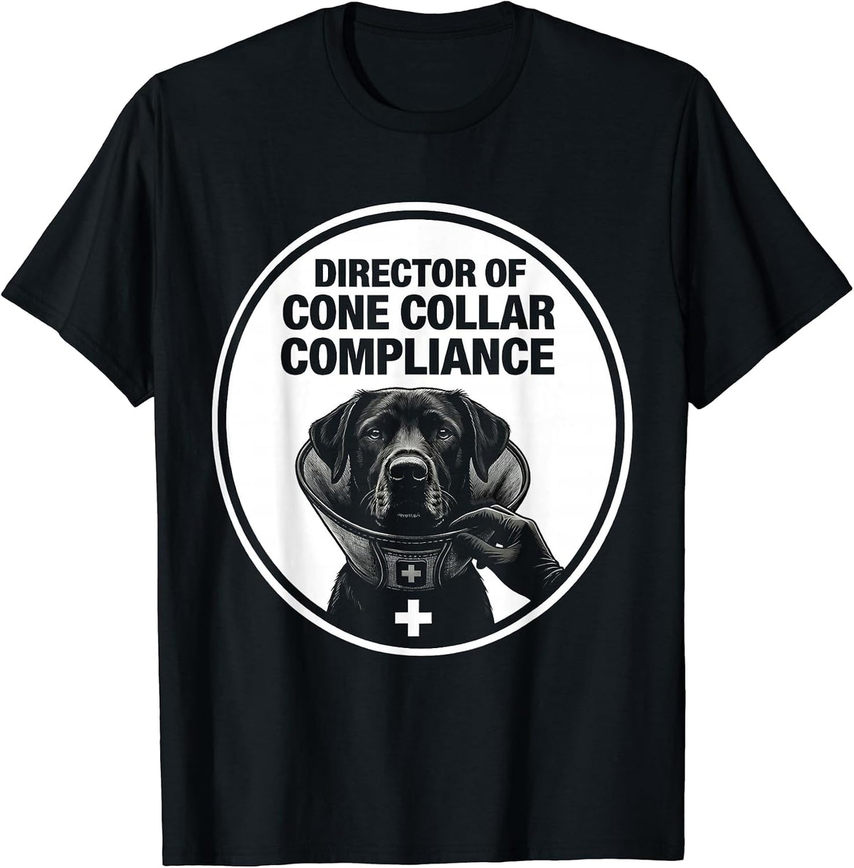 Men's Director Of Cone Collar Compliance Funny Veterinarian Vet T-Shirt - Black
