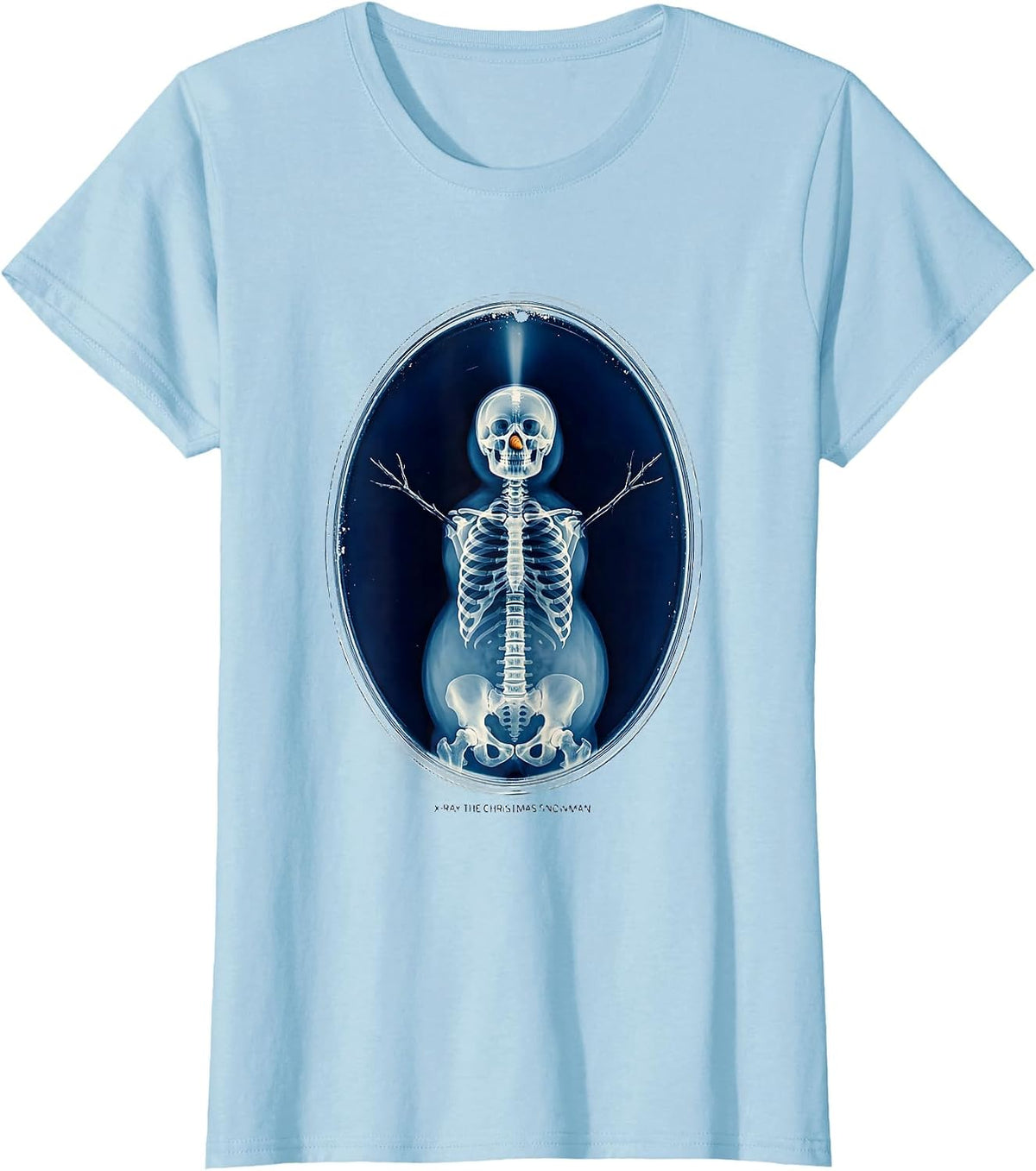 X-Ray The Christmas Snowman Funny Radiology Tech Christmas T-Shirt - Baby Blue