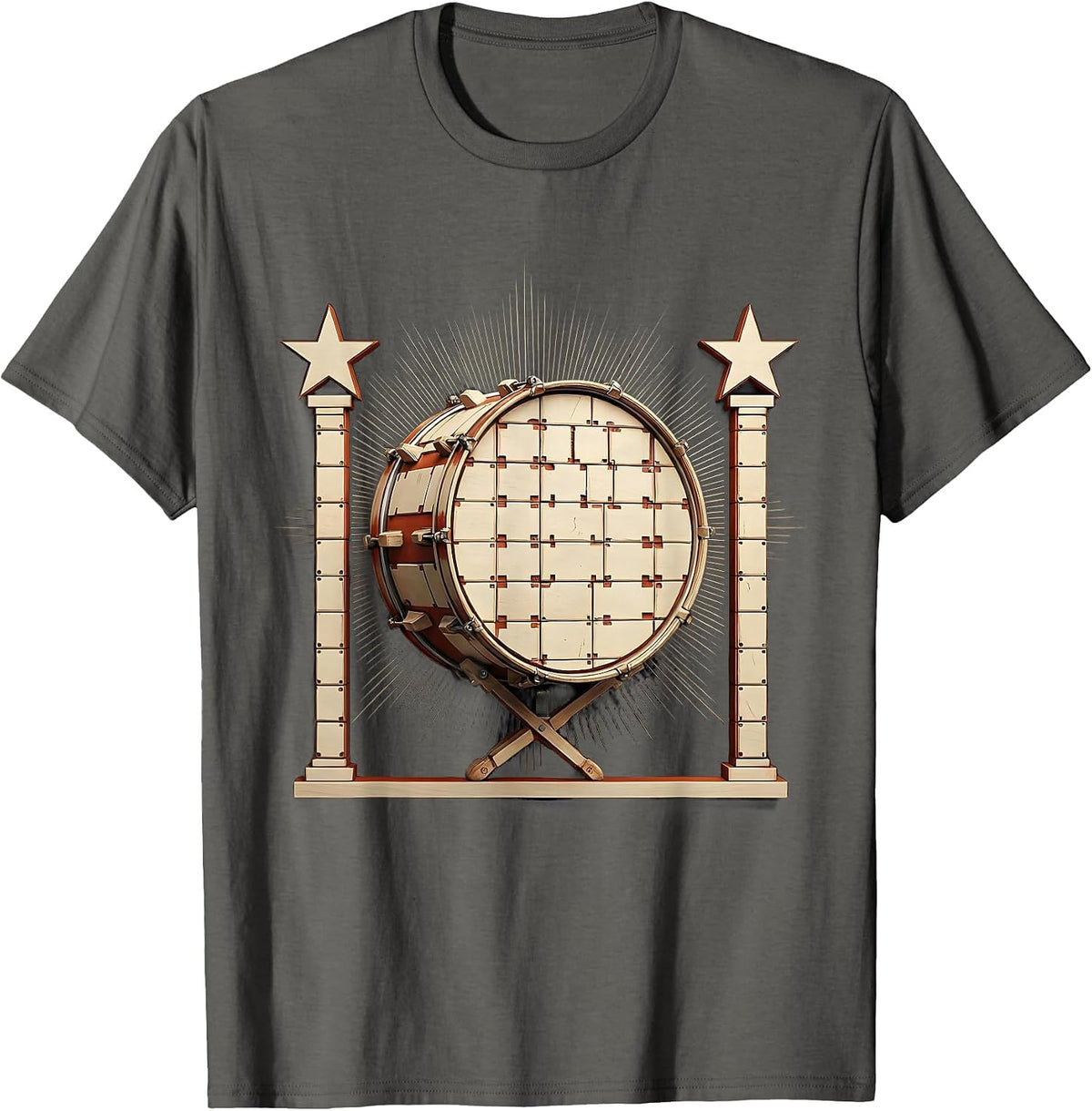 Men's Kick-Drum-and-Pedal Drummer Humor Vintage Percussionist Gift T-Shirt - Asphalt Grey