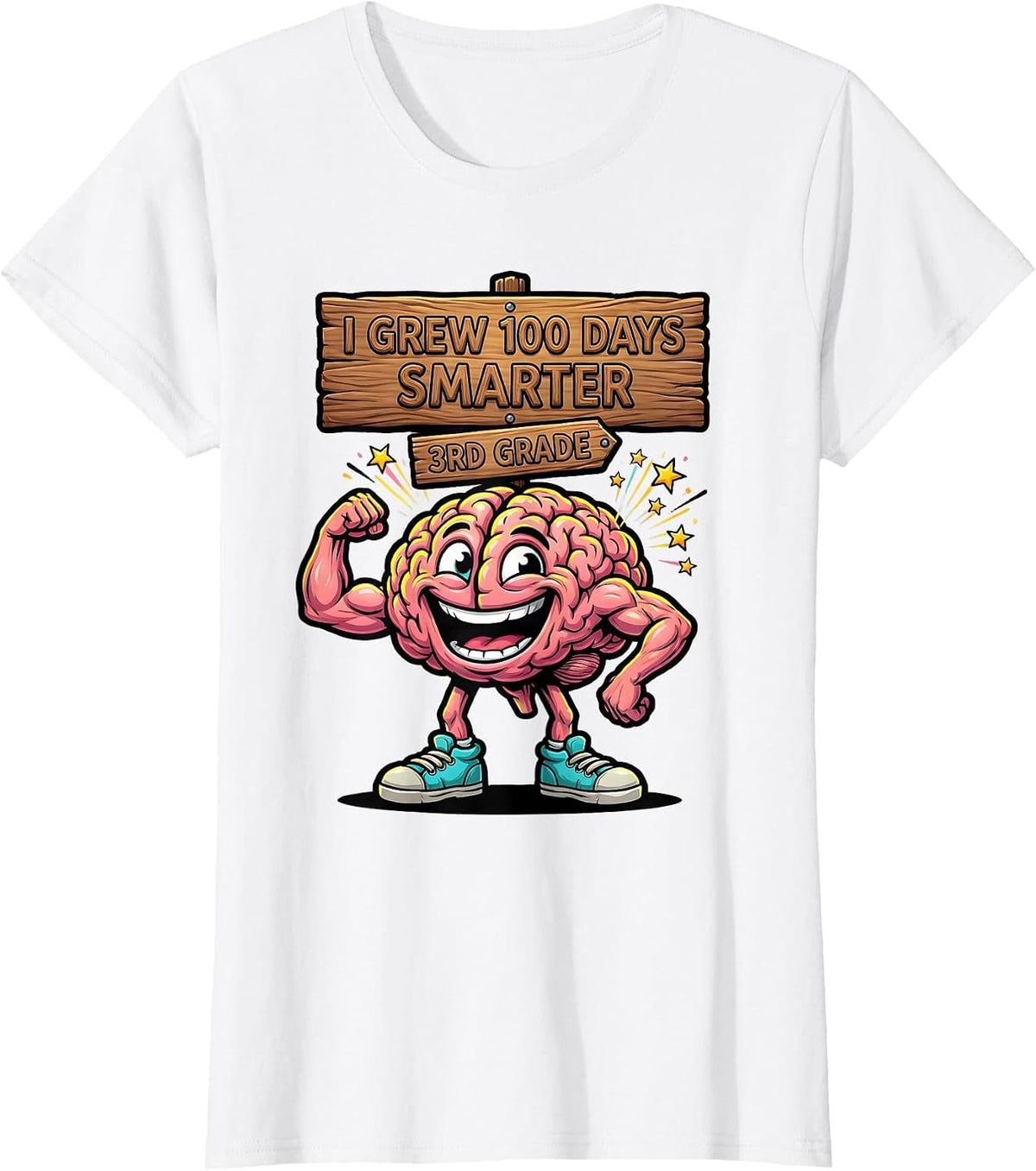 I Grew 100 Days Smarter 3rd Grade Funny Teacher Classroom T-Shirt - White