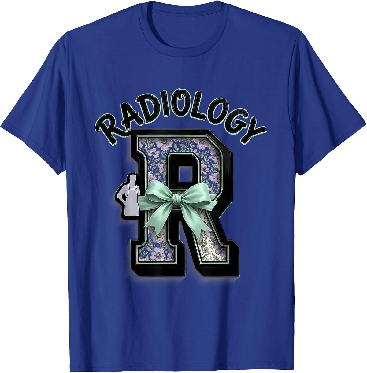 Radiology Arched Varsity Bow Radiologic Technologist T-Shirt - Royal Blue