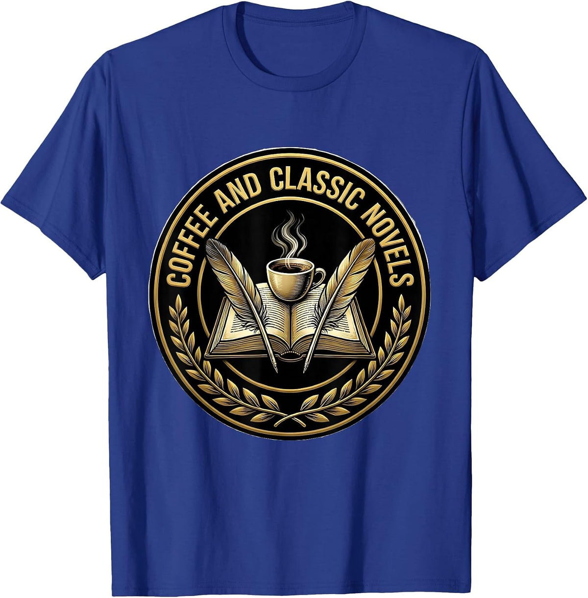 Coffee and Classic Novels English Teacher Design T-Shirt - Royal Blue
