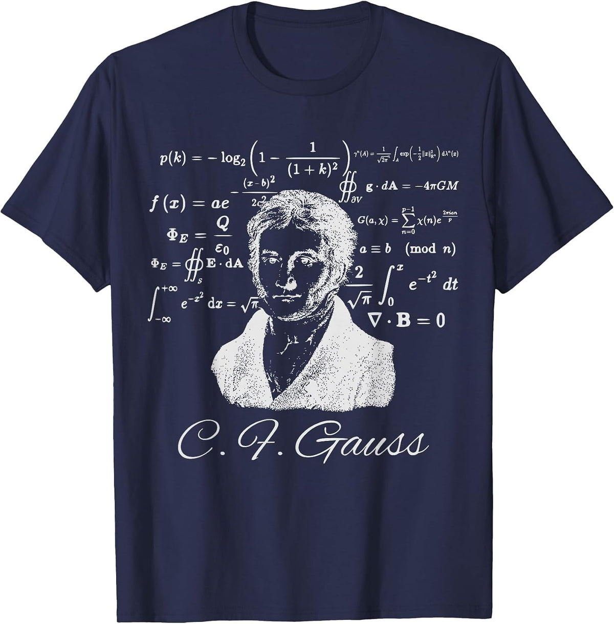 Gauss Math Equation Nerd T-Shirt T-Shirt - Navy Blue